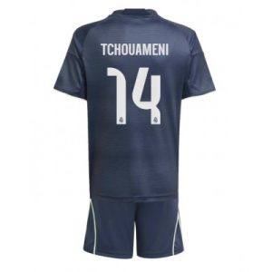 Real Madrid Barn Bortaställ 2025/26 Aurelien Tchouameni 14 Kortärmad Tröja + Shorts