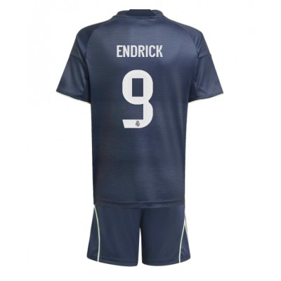 Real Madrid Barn Bortaställ 2025/26 Endrick 9 Kortärmad Tröja + Shorts