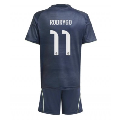 Real Madrid Barn Bortaställ 2025/26 Rodrygo Goes 11 Kortärmad Tröja + Shorts