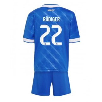 Real Madrid Barn Tredjeställ 2025/26 Antonio Rüdiger 22 Kortärmad Tröja + Shorts