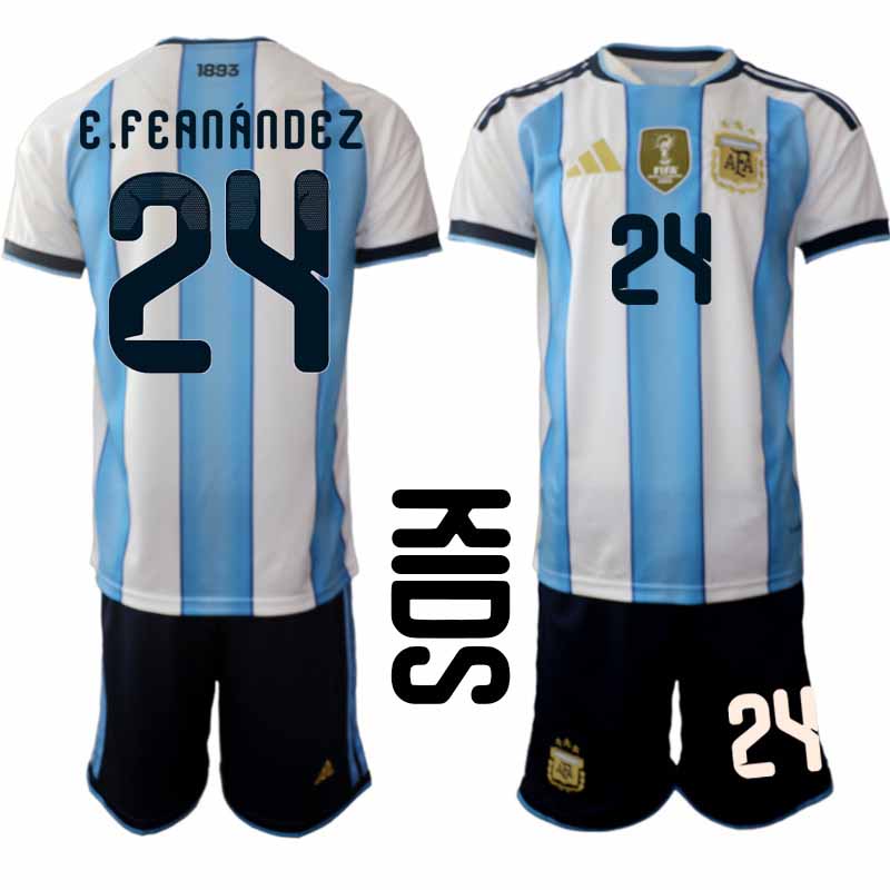 Argentina 2026 VM Hemmaställ Barn Enzo Fernández #24 Kortärmad Fotbollströja + Shorts 1 Argentina 2026 VM Hemmaställ Barn Enzo Fernández #24 Kortärmad Fotbollströja + Shorts