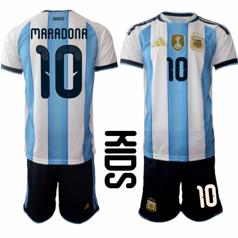 Argentina 2026 VM Hemmaställ Barn Maradona #10 Kortärmad Fotbollströja + Shorts 1 Argentina 2026 VM Hemmaställ Barn Maradona #10 Kortärmad Fotbollströja + Shorts