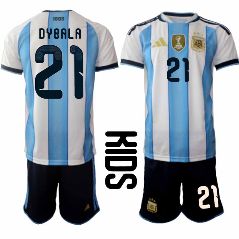 Argentina 2026 VM Hemmaställ Barn Paulo Dybala #21 Kortärmad Fotbollströja + Shorts 1 Argentina 2026 VM Hemmaställ Barn Paulo Dybala #21 Kortärmad Fotbollströja + Shorts