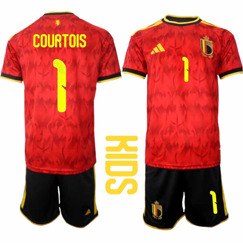 Belgien 2026 VM Hemmaställ Barn Thibaut Courtois #1 Kortärmad Fotbollströja + Shorts 1 Belgien 2026 VM Hemmaställ Barn Thibaut Courtois #1 Kortärmad Fotbollströja + Shorts