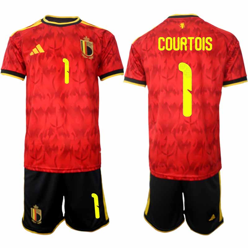 Belgien 2026 VM Hemmaställ Herr Thibaut Courtois #1 Kortärmad Fotbollströja + Shorts