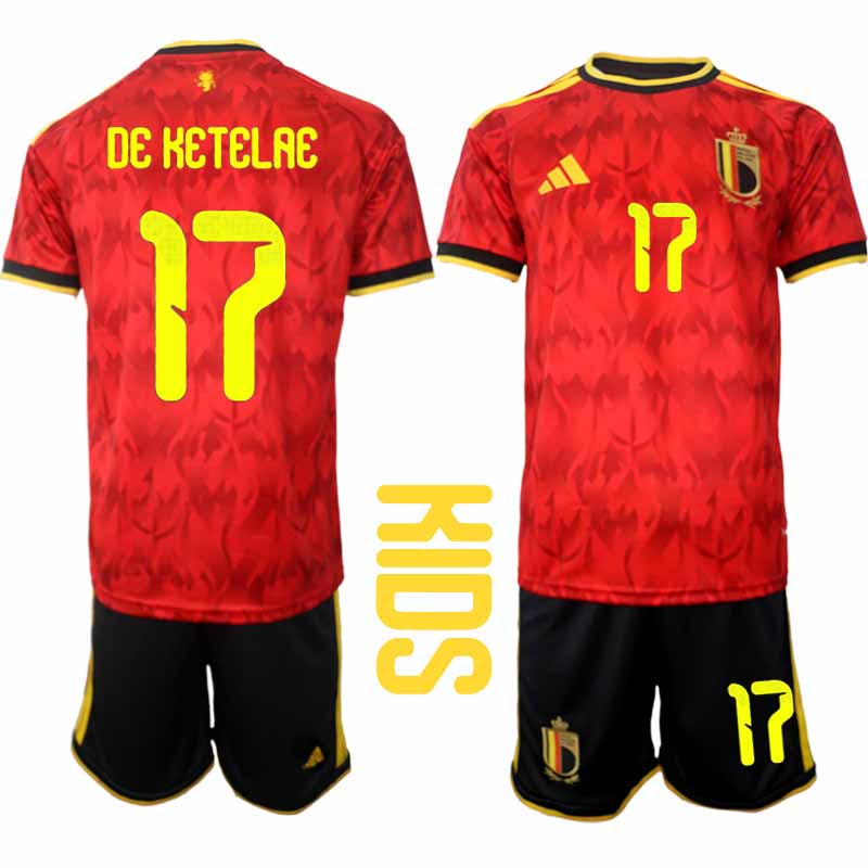 Belgien VM 2026 Hemmaställ Barn Charles De Ketelaere #17 Kortärmad Fotbollströja + Shorts
