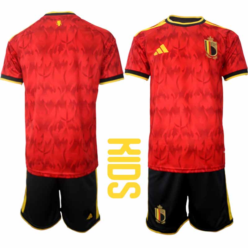 Belgien VM 2026 Hemmaställ Barn Kortärmad Fotbollströja + Shorts 1 Belgien VM 2026 Hemmaställ Barn Kortärmad Fotbollströja + Shorts