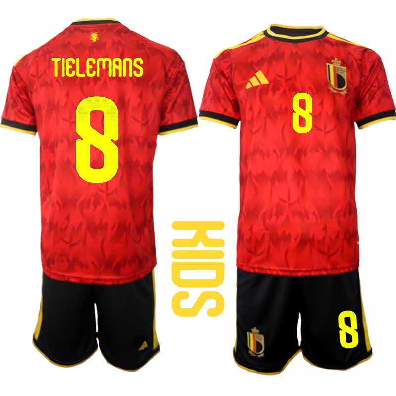 Belgien VM 2026 Hemmaställ Barn Youri Tielemans #8 Kortärmad Fotbollströja + Shorts 1 Belgien VM 2026 Hemmaställ Barn Youri Tielemans #8 Kortärmad Fotbollströja + Shorts