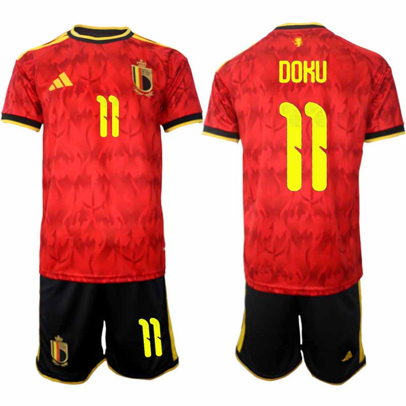 Belgien VM 2026 Hemmaställ Herr Jérémy Doku #11 Kortärmad Fotbollströja + Shorts 1 Belgien VM 2026 Hemmaställ Herr Jérémy Doku #11 Kortärmad Fotbollströja + Shorts