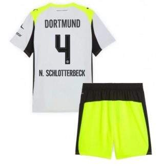 Borussia Dortmund Barn Bortaställ 2025/26 Nico Schlotterbeck 4 Tröja + Shorts