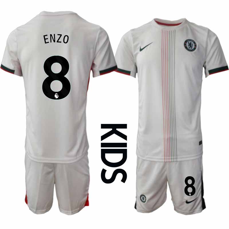 Chelsea Enzo Fernández #8 Barn Bortaställ 2025-26 Tröja + Shorts Chelsea Enzo Fernández #8 Barn Bortaställ 2025-26 Tröja + Shorts
