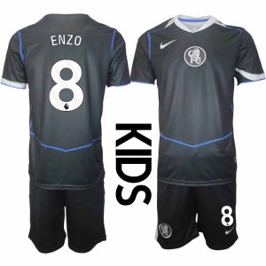 Chelsea Enzo Fernández #8 Barn Tredjeställ 2025-26 Tröja + Shorts