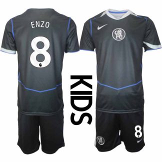 Chelsea Enzo Fernández #8 Barn Tredjeställ 2025-26 Tröja + Shorts