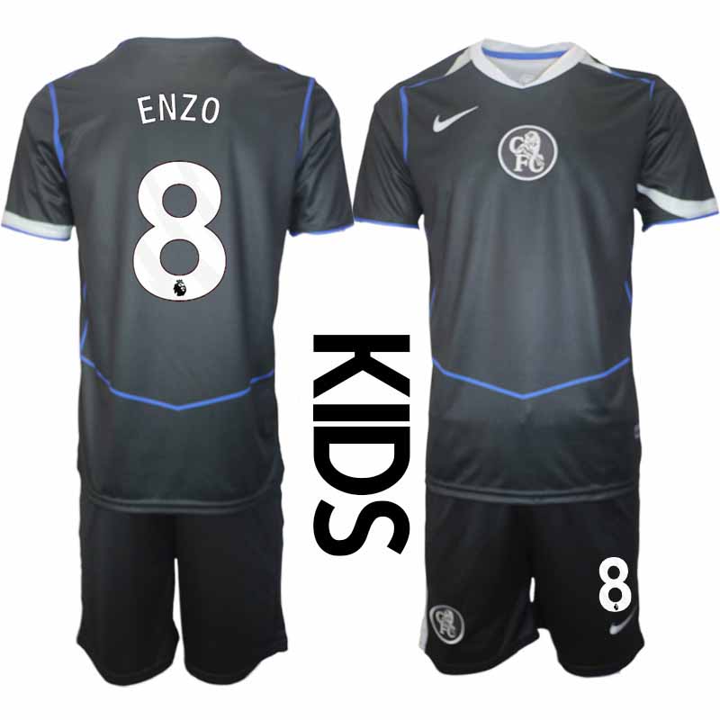 Chelsea Enzo Fernández #8 Barn Tredjeställ 2025-26 Tröja + Shorts