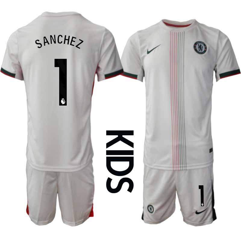 Chelsea Robert Sanchez #1 Barn Bortaställ 2025-26 Tröja + Shorts 1 Chelsea Robert Sanchez #1 Barn Bortaställ 2025-26 Tröja + Shorts