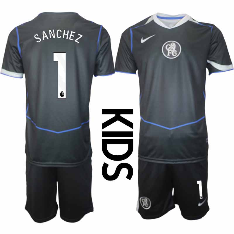 Chelsea Robert Sanchez #1 Barn Tredjeställ 2025-26 Tröja + Shorts