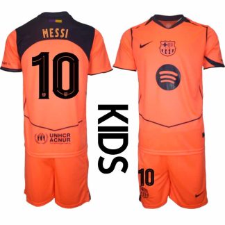 FC Barcelona Barn Tredjeställ Lionel Messi #10 UEFA Champions League 2025-26 Tröja + Shorts