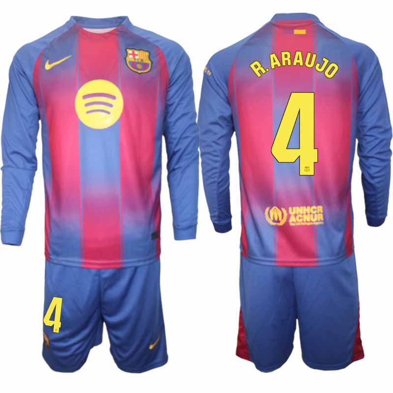FC Barcelona Herr Långärmad Hemmaställ 2025/26 Ronald Araujo #4 Tröja + Shorts 1 FC Barcelona Herr Långärmad Hemmaställ 2025/26 Ronald Araujo #4 Tröja + Shorts