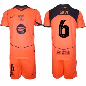 FC Barcelona Herr Tredjeställ Paez Gavi #6 UEFA Champions League 2025-26 Tröja + Shorts