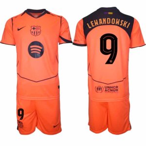 FC Barcelona Herr Tredjeställ Robert Lewandowski #9 UEFA Champions League 2025-26 Tröja + Shorts