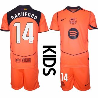 FC Barcelona Marcus Rashford #14 Barn Tredjeställ 2025-26 Tröja + Shorts
