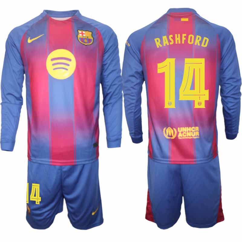 FC Barcelona UEFA Champions League Hemmaställ Herr 2025/26 – Marcus Rashford #14 Långärmad Tröja + Shorts