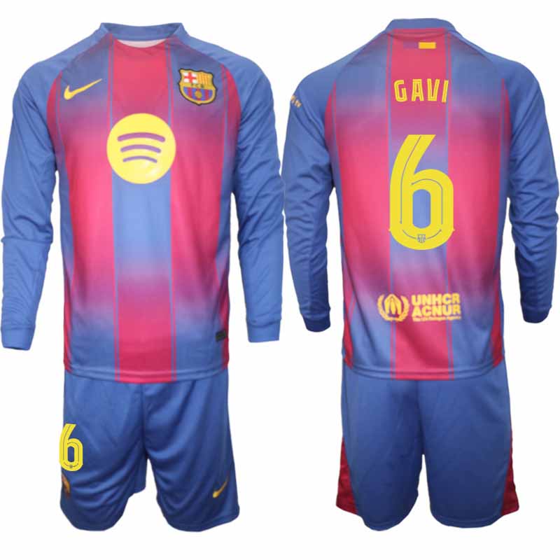 FC Barcelona UEFA Champions League Hemmaställ Herr 2025/26 – Paez Gavi #6 Långärmad Tröja + Shorts FC Barcelona UEFA Champions League Hemmaställ Herr 2025/26 – Paez Gavi #6 Långärmad Tröja + Shorts