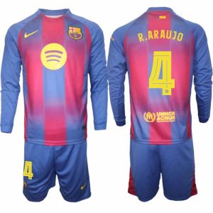 FC Barcelona UEFA Champions League Hemmaställ Herr 2025/26 – Ronald Araujo #4 Långärmad Tröja + Shorts