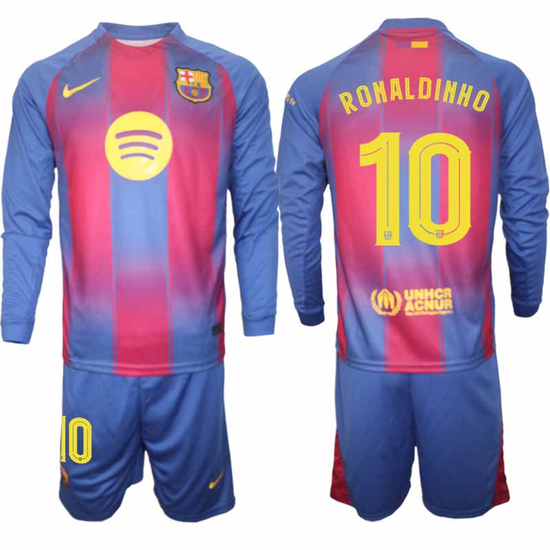 FC Barcelona UEFA Champions League Hemmaställ Herr 2025/26 – Ronaldinho #10 Långärmad Tröja + Shorts 1 FC Barcelona UEFA Champions League Hemmaställ Herr 2025/26 – Ronaldinho #10 Långärmad Tröja + Shorts