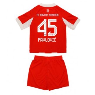 FC Bayern München Barn Hemmaställ 2025/26 Aleksandar Pavlović #45 Kortärmad + Shorts
