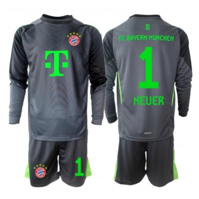 FC Bayern München Manuel Neuer #1 Svart/Grå Målvakt Bortaställ Barn 2025–26 Långärmad Tröja + Shorts 1 FC Bayern München Manuel Neuer #1 Svart/Grå Målvakt Bortaställ Barn 2025–26 Långärmad Tröja + Shorts