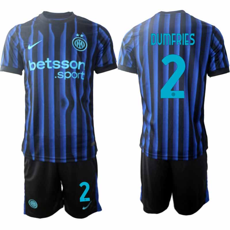 Inter Milan Denzel Dumfries #2 Herr Hemmaställ 2025-26 Tröja + Shorts 1 Inter Milan Denzel Dumfries #2 Herr Hemmaställ 2025-26 Tröja + Shorts