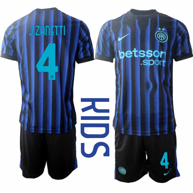 Inter Milan Javier Zanetti #4 Barn Hemmaställ 2025-26 Tröja + Shorts 1 Inter Milan Javier Zanetti #4 Barn Hemmaställ 2025-26 Tröja + Shorts