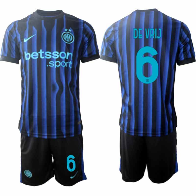 Inter Milan Stefan de Vrij #6 Herr Hemmaställ 2025-26 Tröja + Shorts Inter Milan Stefan de Vrij #6 Herr Hemmaställ 2025-26 Tröja + Shorts