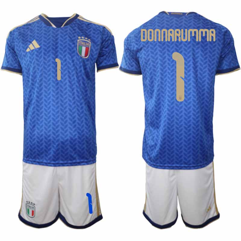 Italien 2026 FIFA VM Herr Hemmaställ #1 Gianluigi Donnarumma Tröja + Shorts