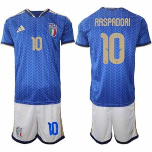 Italien 2026 FIFA VM Herr Hemmaställ #10 Giacomo Raspadori Tröja + Shorts