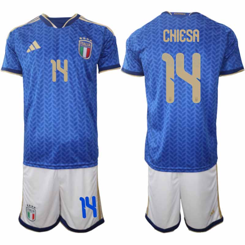Italien 2026 FIFA VM Herr Hemmaställ #14 Federico Chiesa Tröja + Shorts Italien 2026 FIFA VM Herr Hemmaställ #14 Federico Chiesa Tröja + Shorts
