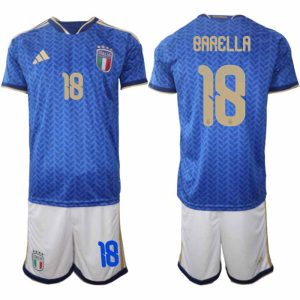 Italien 2026 FIFA VM Herr Hemmaställ #18 Nicolo Barella Tröja + Shorts