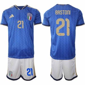 Italien 2026 FIFA VM Herr Hemmaställ #21 Alessandro Bastoni Tröja + Shorts