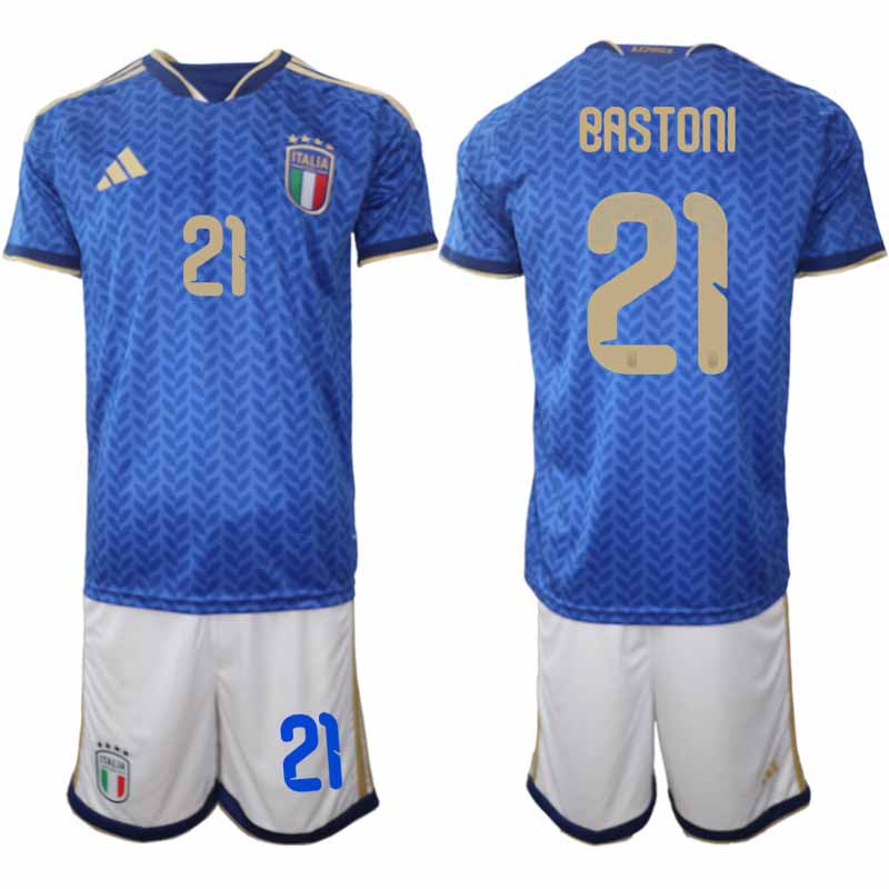 Italien 2026 FIFA VM Herr Hemmaställ #21 Alessandro Bastoni Tröja + Shorts