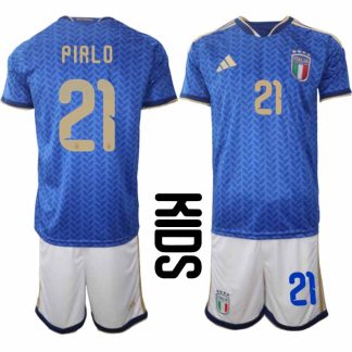 Italien 2026 VM Hemmaställ Barn Andrea Pirlo #21 Tröja + Shorts