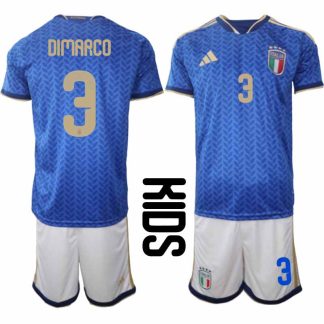 Italien 2026 VM Hemmaställ Barn Federico Dimarco #3 Tröja + Shorts