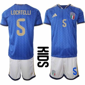 Italien 2026 VM Hemmaställ Barn Manuel Locatelli #5 Tröja + Shorts