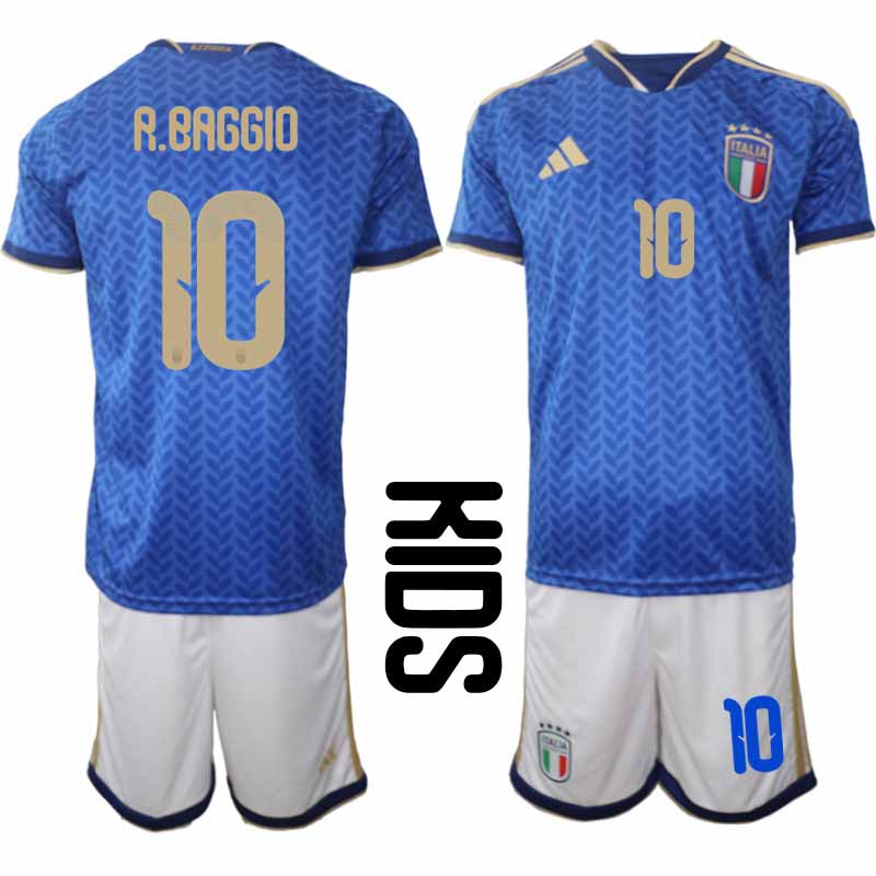 Italien 2026 VM Hemmaställ Barn Roberto Baggio #10 Tröja + Shorts
