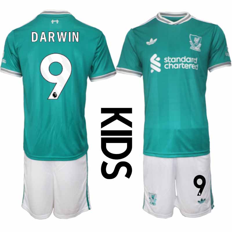 Liverpool FC Darwin Núñez #9 Barn Tredjeställ 2025-26 Tröja + Shorts 1 Liverpool FC Darwin Núñez #9 Barn Tredjeställ 2025-26 Tröja + Shorts