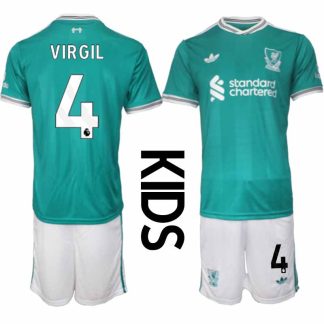 Liverpool FC Virgil van Dijk #4 Barn Tredjeställ 2025-26 Tröja + Shorts