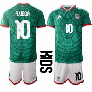 Mexiko 2026 VM Hemmaställ Barn Alexis Vega #10 Kortärmad Fotbollströja + Shorts