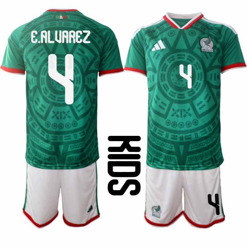 Mexiko 2026 VM Hemmaställ Barn Edson Álvarez #4 Kortärmad Fotbollströja + Shorts Mexiko 2026 VM Hemmaställ Barn Edson Álvarez #4 Kortärmad Fotbollströja + Shorts