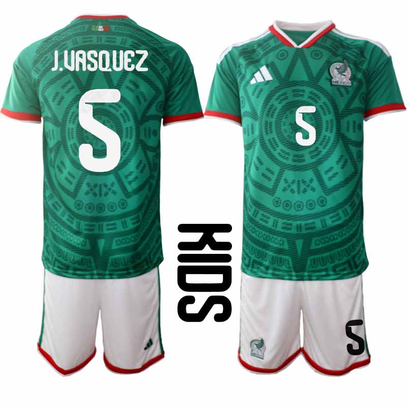 Mexiko 2026 VM Hemmaställ Barn Johan Vásquez #5 Kortärmad Fotbollströja + Shorts 1 Mexiko 2026 VM Hemmaställ Barn Johan Vásquez #5 Kortärmad Fotbollströja + Shorts