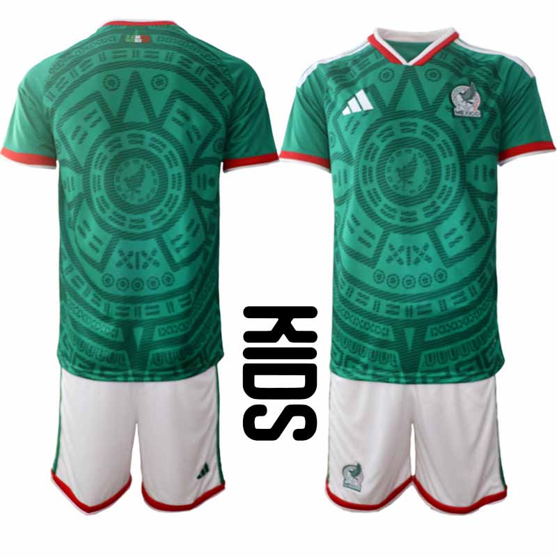 Mexiko 2026 VM Hemmaställ Barn Kortärmad Fotbollströja + Shorts 1 Mexiko 2026 VM Hemmaställ Barn Kortärmad Fotbollströja + Shorts